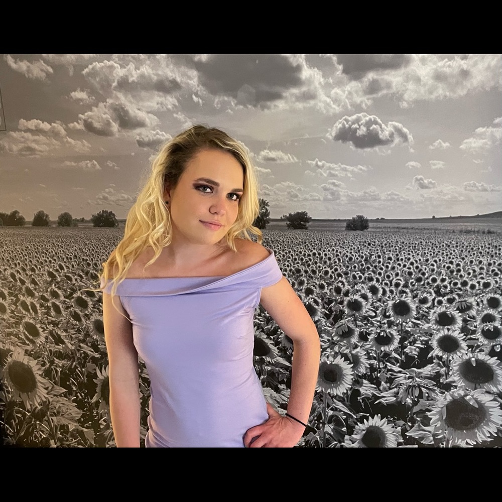 IN•AWE Off the Shoulder Lavender Body con Dress - Picture 2 of 3